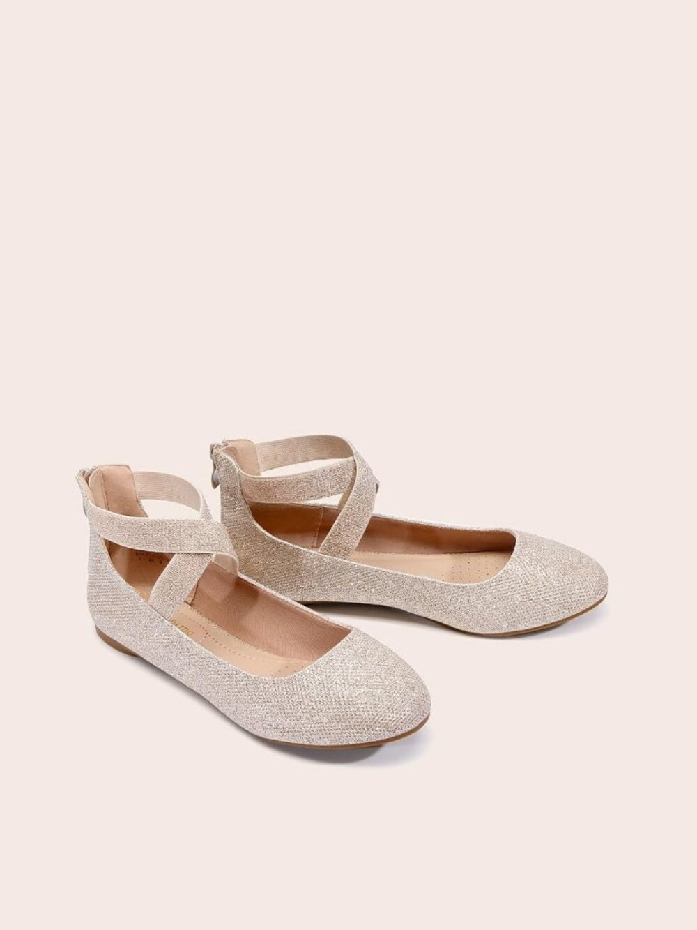 Women's Gold Glitter Ankle Straps Fashion Elastic Elegant Flexible Flats Shoes - Picture 6 of 6